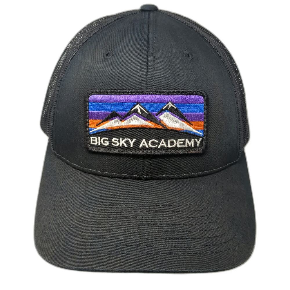 Richardson Trucker Hat Black L Big Sky Academy Mountain Patch Snapback Mesh